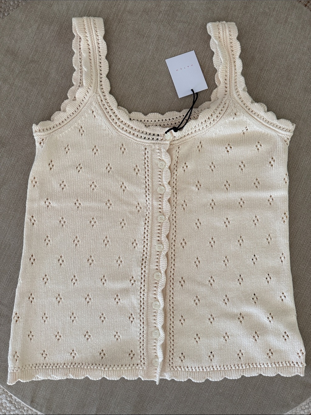 Hatch Palmer Crochet Tank Ivory 1/S
